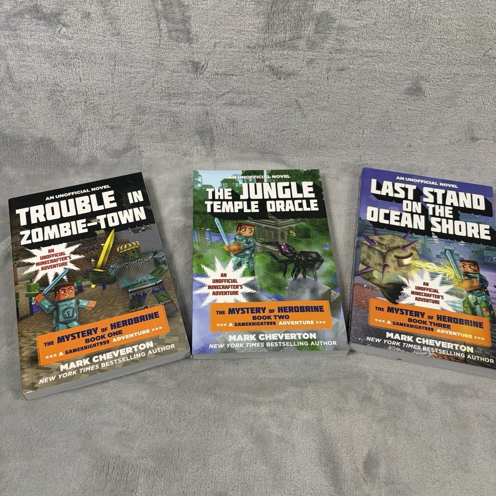 Minecraft Mystery of Herobrine Books 1-3 Lot Mark Cheverton Paperback Set